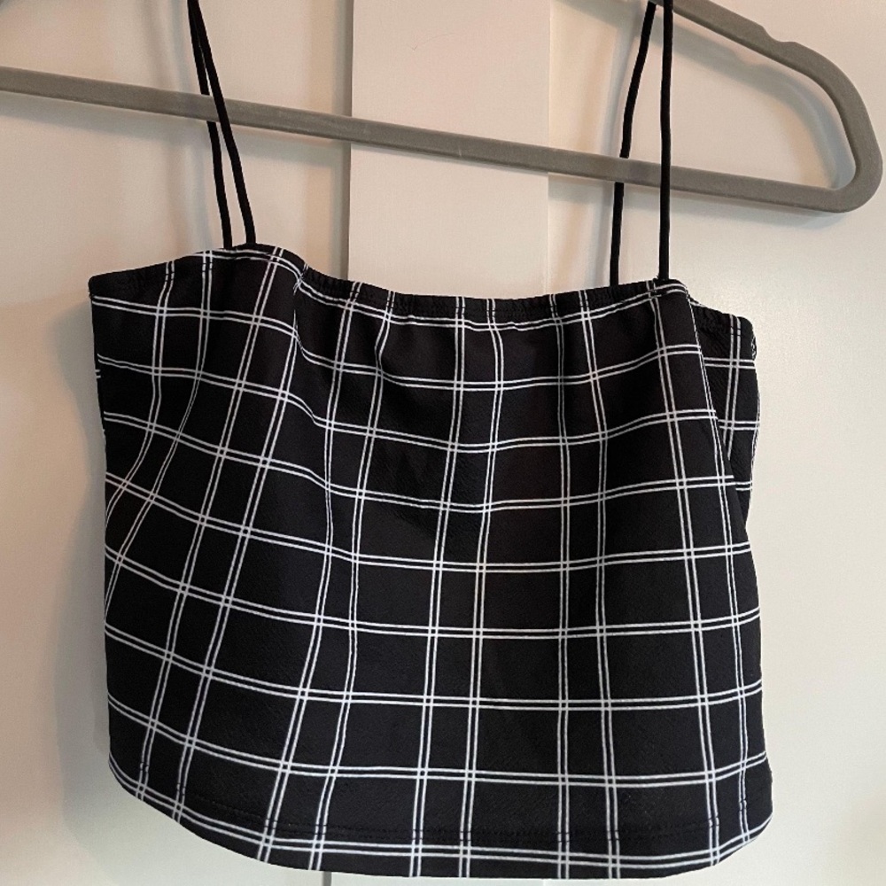 Black and white plaid tank top